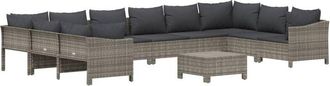 vidaXL Set De Muebles De Jard&iacute;n 11 Pzas Y Cojines Rat&aacute;n Sint&eacute;tico Gris Vidaxl