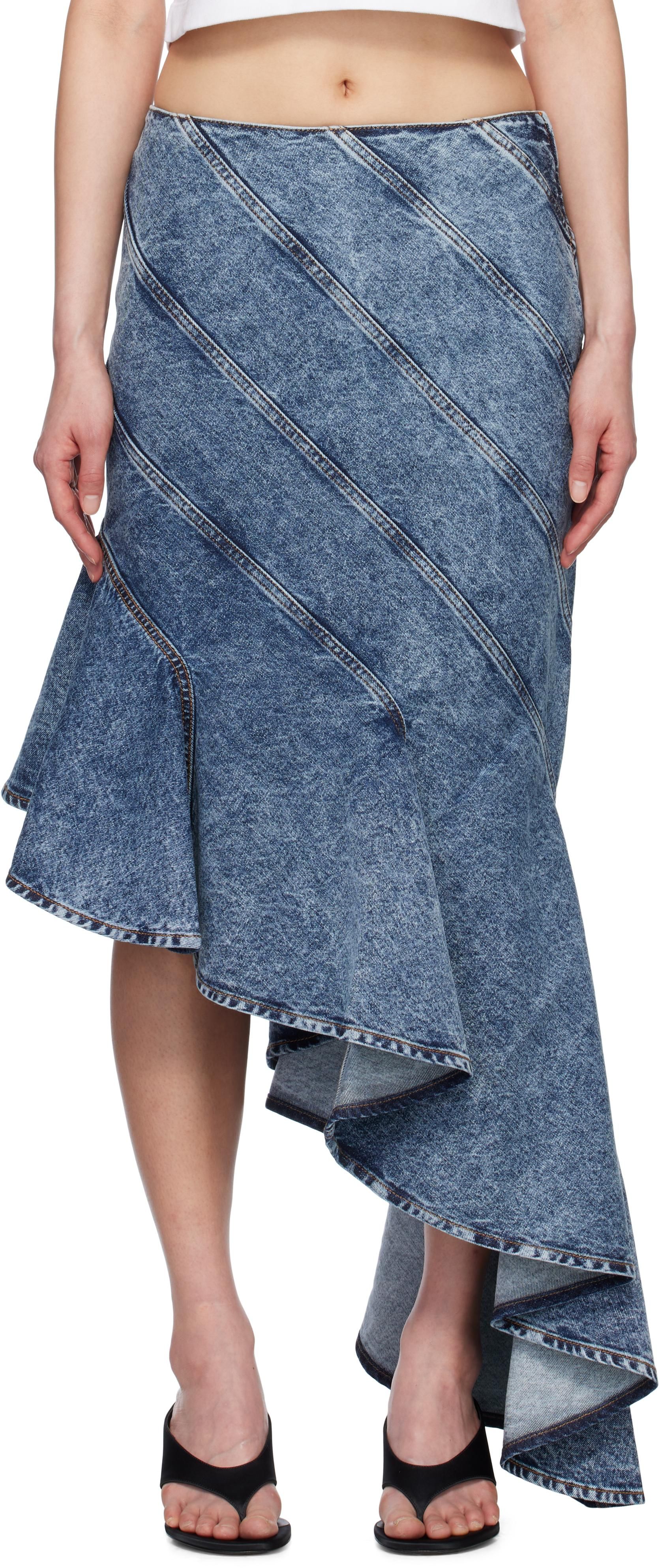 スカート ALAIA ASYMMETRICAL SPIRAL DENIM SKIRT Alaïa Asymmetrical spiral denim skirt | TheDoubleF