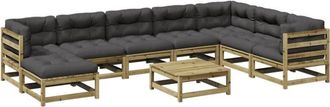 vidaXL Set De Sof&aacute;s Jard&iacute;n 9 Pzas Con Cojines Madera Pino Impregnada Vidaxl