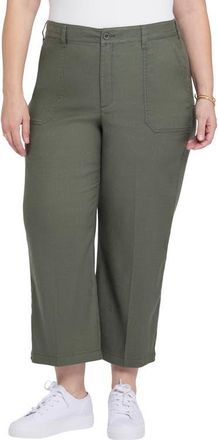NYDJ Utility Wide Leg Capri Linen Blend Pants in Desert Green at Nordstrom, Size 22W