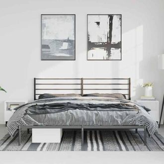 Berkfield Home Metal Bed Frame with Headboard Black 193x203 cm
