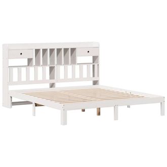 Berkfield Home Decorative Bookcase Bed without Mattress White 180x200cm Solid Wo | Size: Super King