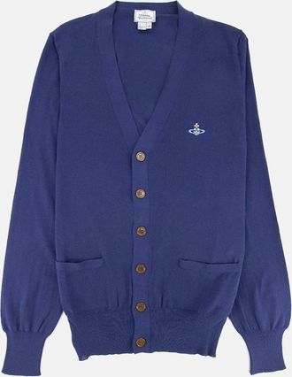 Vivienne Westwood Mens Vivienne Westwood Orb Logo Knitted Cardigan Royal Blue - Size: 36