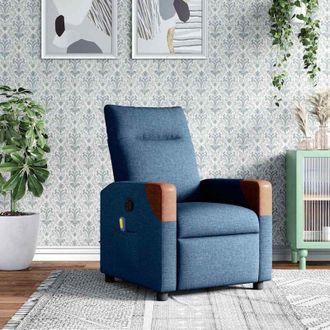 vidaXL Sill&oacute;n Reclinable De Masaje De Tela Azul Vidaxl