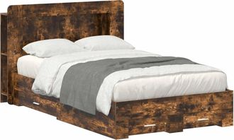 vidaXL Vidaxl Telaio Del Letto Con Storage Rovere Fumo 120 X 190 Cm