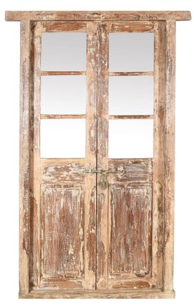 Biscottini International Puerta De Madera Maciza Y Hierro Para Interior O Exterior, Antigua Y Medieval, Con Marco Y Cristal