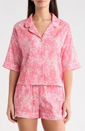 Papinelle Sleepwear Cheri Blossom Cotton Sateen Short Pajamas in Pink Lemonade at Nordstrom, Size Xx-Large