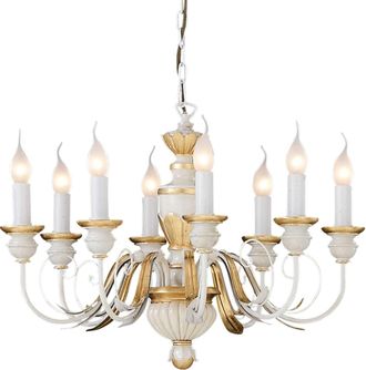 Ideal Lux Ideal Lux Firenze - L&aacute;mpara De Ara&ntilde;a De 8 Luces Marfil, Acabado Dorado, E14