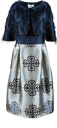 Nefertari Couture Nefertari Set Cropped Textured Jacket and Structured Skirt Ensemble