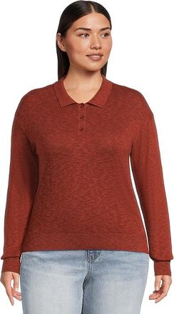 Mod-o-doc Long Sleeve Polo Sweater Womens Sweater Cider : LG (US 12-14), Cotton/Viscose