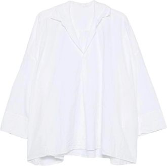 Daniela Gregis Oversized overhemd van popeline met kraag - Dames - Blouses - Wit - ONE Size - Katoen - Overhemden