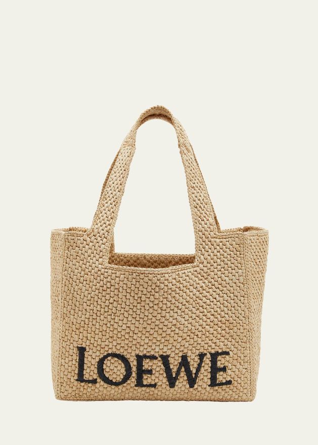 x Paulas Ibiza Font Medium Tote Bag in Raffia
