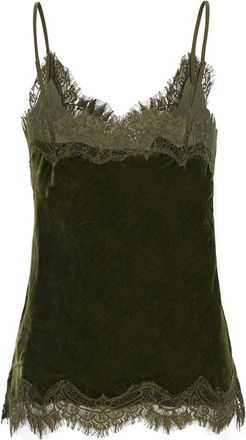 Gold Hawk Womens Velvet Shirt Green Viscose Top