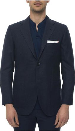 Kiton Deconstructed Blazer met 3 knopen - Heren - Blazers - Blauw - 3XL - Wol - Jassen