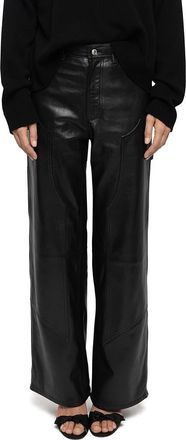 Zadig&Voltaire Perya Leather Wide Leg Pants in Black at Nordstrom, Size 34