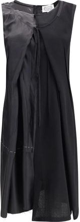 Maison Margiela Asymmetrische Wol Midi Jurk - Dames - Korte kleedjes - Zwart - XS - Wol - Kleedjes