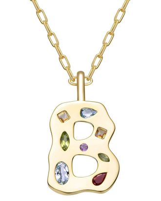 Genevive 14K Plated Cz Alphabetical Necklace
