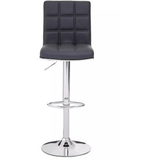 Premier Housewares Interiors by Premier Grey Faux Leather Bar Chair, Backrest Breakfast Bar Chair, Footrest Living Bar Chair Kitchen