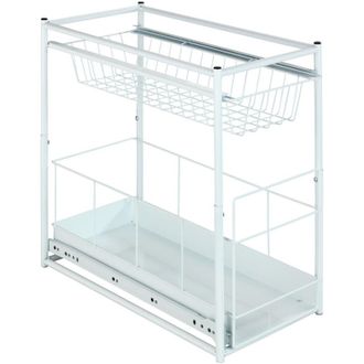 WENKO Estante Coc Armario 45x45x23cm Met Bl 2 Cestas Telesc&oacute;picas