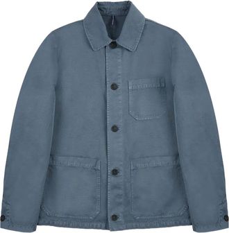 Incotex Giacca-camicia in lino con bottoni - Blu