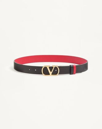 Valentino Garavani VLogo Signature Reversible Shiny Calfskin Belt - 30Mm / 1.2 In. Wo