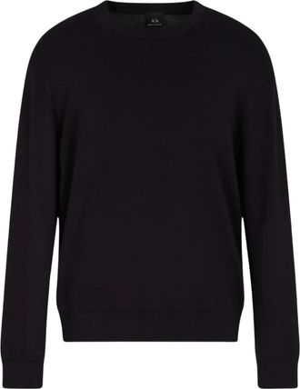 A|X Armani Exchange Pullover met ronde hals van effen viscose met geribbelde zomen en manchetten - Heren - Ronde hals truien - Zwart - XS - Truien & Vesten