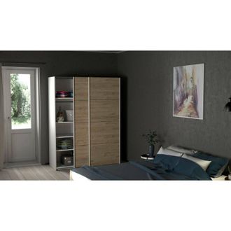 Dmora Dmora - Armario 2 Puertas Maurice, Muebles De Dormitorio, Vestidor, Armario De Ropa, 150x61 H200 Cm, Blanco Y Roble