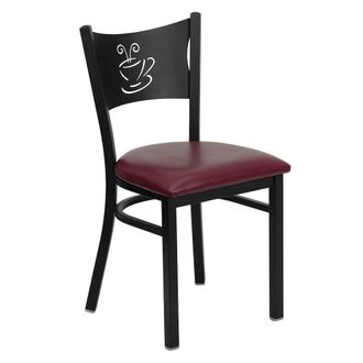 Flash Furniture Black Coffee Back Metal Restaurant Chair - Burdy Vinyl Seat