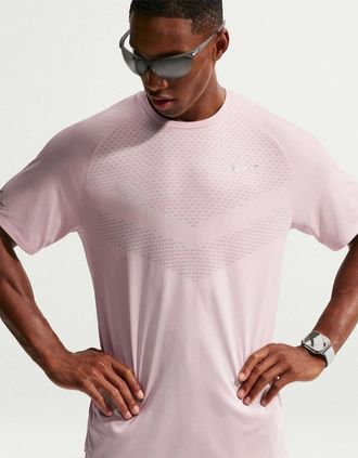 Nike Mens Stride Crew Neck Short Sleeve Jersey Competition T-Shirt - Pink - Size: 38