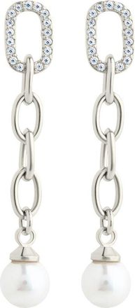 Sterling Forever Silver Cz Daphne Chain Drop Stud Earrings