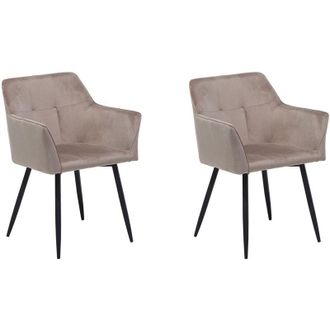 Beliani Beliani - Set di 2 sedie da pranzo in velluto beige talpa Jasmin