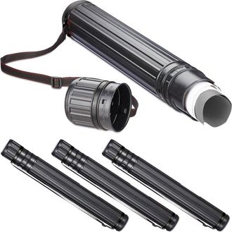 Relaxdays Relaxdays - 4x Poster Tube, up to A0, for Drawings & Charts, Document Storage, Extendable, 64-107 cm, Art Holder Case, Black