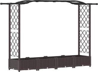vidaXL Cama Elevada Con Trellis Y Techo Marr&oacute;n 207 X 40 X 123 Cm Pp Vidaxl