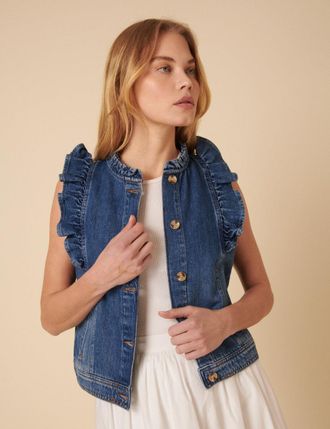 Nobody's Child Blue Denim Frill Waistcoat
