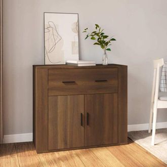 vidaXL Aparador De Madera Contrachapada Marr&oacute;n Roble 80x33x70 Cm Vidaxl