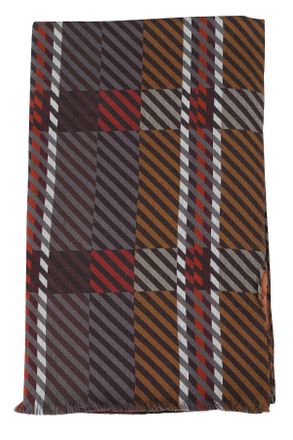 Missoni Black Two-Tone Striped Fringed Wool Scarf