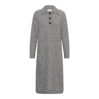 Part Two Gebreide Jurk - Dames - Jurken - Grijs - Maat: XL Leer