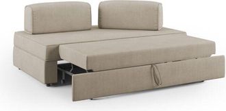 Divani.Store Liberty Sof&aacute; Sin Puff Extra&iacute;ble Y Respaldo Desmontable En Tela Impermeable 180 Cm Beige