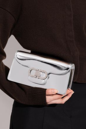 Ferragamo Gancini Mini Clutch, Womens, Silver