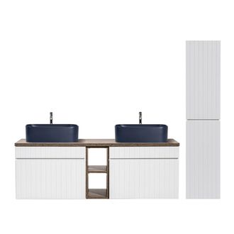 Petits Meubles Conjunto mueble lavabo doble 140cm tableros laminados blanco