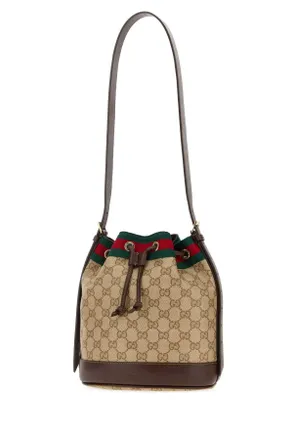 Gucci Womens Gg Canvas Bucket Bag Beige