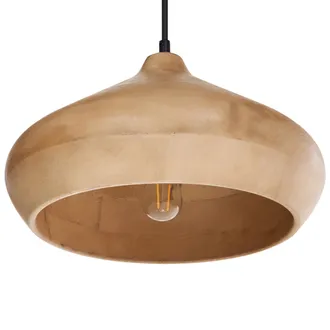 Beliani L&aacute;mpara Colgante Boho Moderna Forma Redonda Madera De Mango Marr&oacute;n Claro Rawi