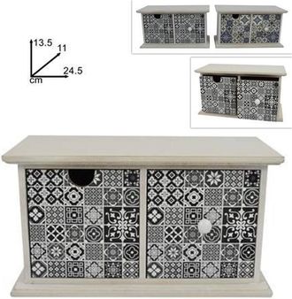 Trade Shop Trade Shop - Porta Oggetti Cassettiera Con 2 Cassetti In Legno Country Chic Arredamento
