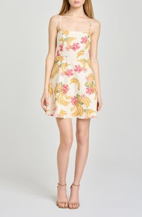 Wayf Havana Fruit Print Linen Blend Minidress in Cream Bananas at Nordstrom, Size X-Small