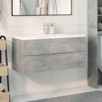 Berkfield Home Durable 2 Piece Bathroom Furniture Set Concrete Grey Engineered Wood
