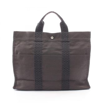 Herm&egrave;s Gray Nylon Canvas Handbag Tote Bag (Pre-Owned)