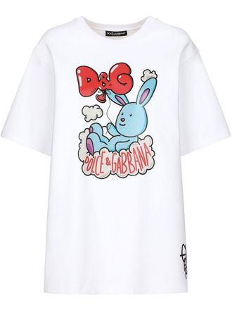 Dolce & Gabbana graphic-print short-sleeved T-shirt - women - Cotton - 36 - White