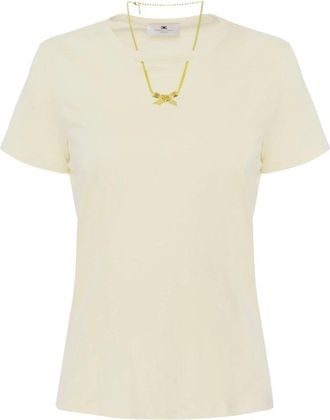 Elisabetta Franchi Stijlvol T-shirt - Dames - T-shirts - Beige - M - Katoen - Tops