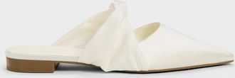 Charles & Keith Satin Twisted-Strap Pointed Mules