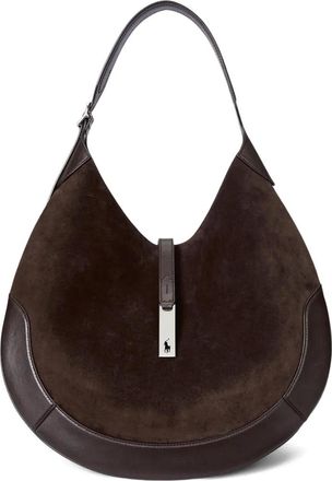 Polo Ralph Lauren Borsa a spalla Polo ID grande in pelle scamosciata - Marrone